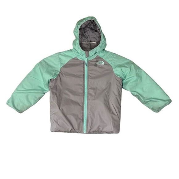 The North Face Blue Green Girl Reversible Perseus Insulated Hooded Jacket Sz 4T - Picture 6 of 9
